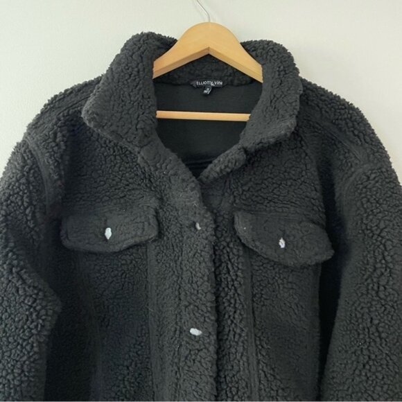 New Elliott & Vine Black Sherpa Teddy Bear Jacket- Size 2X plus size (bin 2H) - Picture 4 of 6